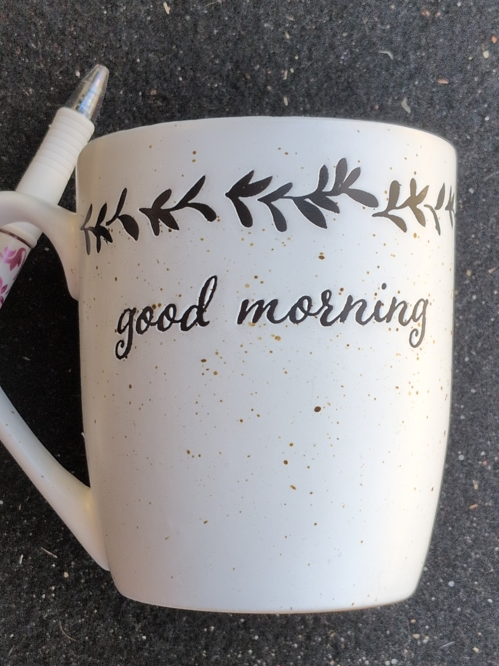 Sheffield Home White Ceramic Mug with Black Leaf Motif